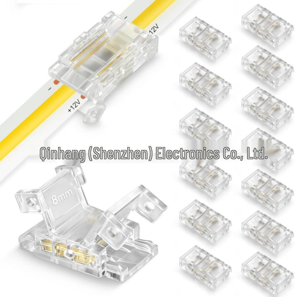 

Solderless 2p LED Strip Connector - Transparent Crystal Buckle for 8mm/10mm, No Dark Areas