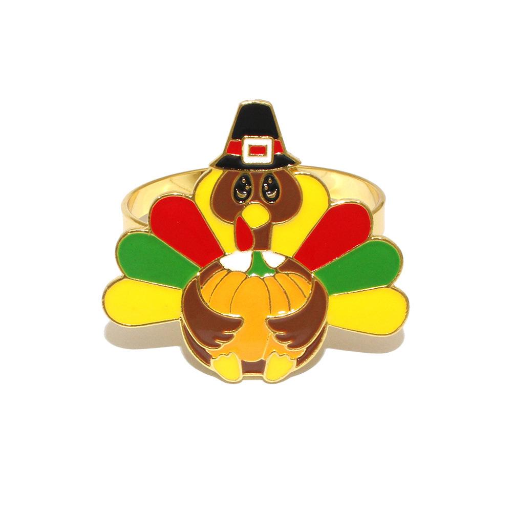 

1 шт./Металлическое кольцо для салфеток в виде индейки на День благодарения, украшение, подходит для семейной вечеринки по случаю дня рождения, осеннее украшение для барного стола