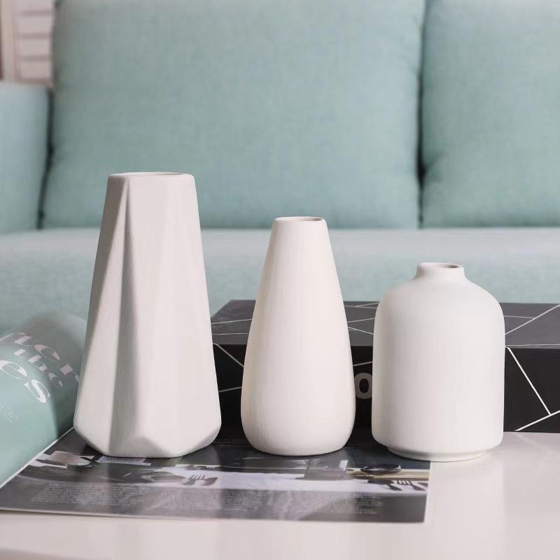 Small White Vase Ceramic Flower Vase Modern Flowerpot Table Centerpieces for Living Room Wedding/Dinner Table/Party Decoration