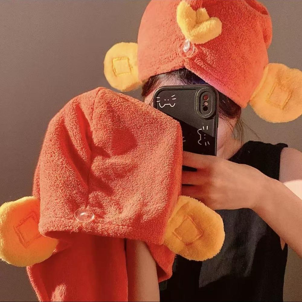 New God of Wealth Shape Hair Drying Cap Quick-Drying No Pilling Hair Drying Towel No Shedding Absorbent Hair Wrap Shower Home