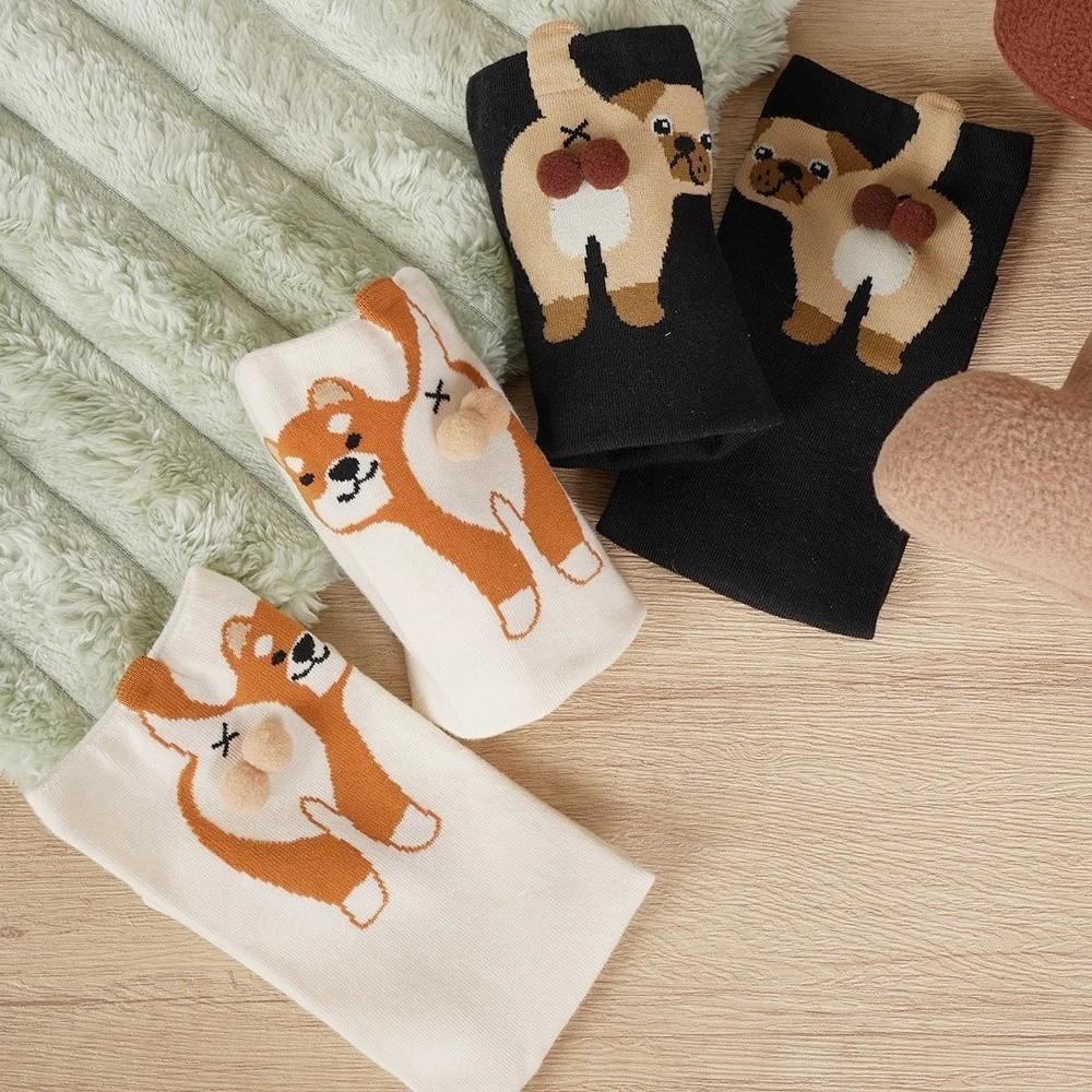 Sweat Absorbing Mid Tube Socks Dog Egg Couples Sock Comfortable Sports Socks