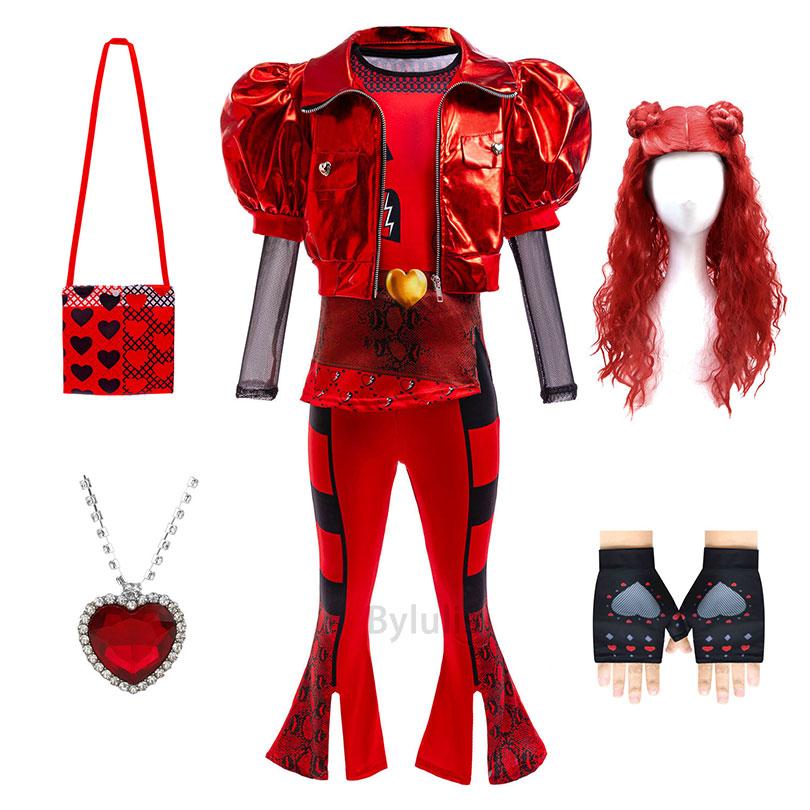 The Rise of Red Costume D-Descendants 4 Halloween Dress Up Cosplay Girls Leather Suit Birthday Party Halloween Costume