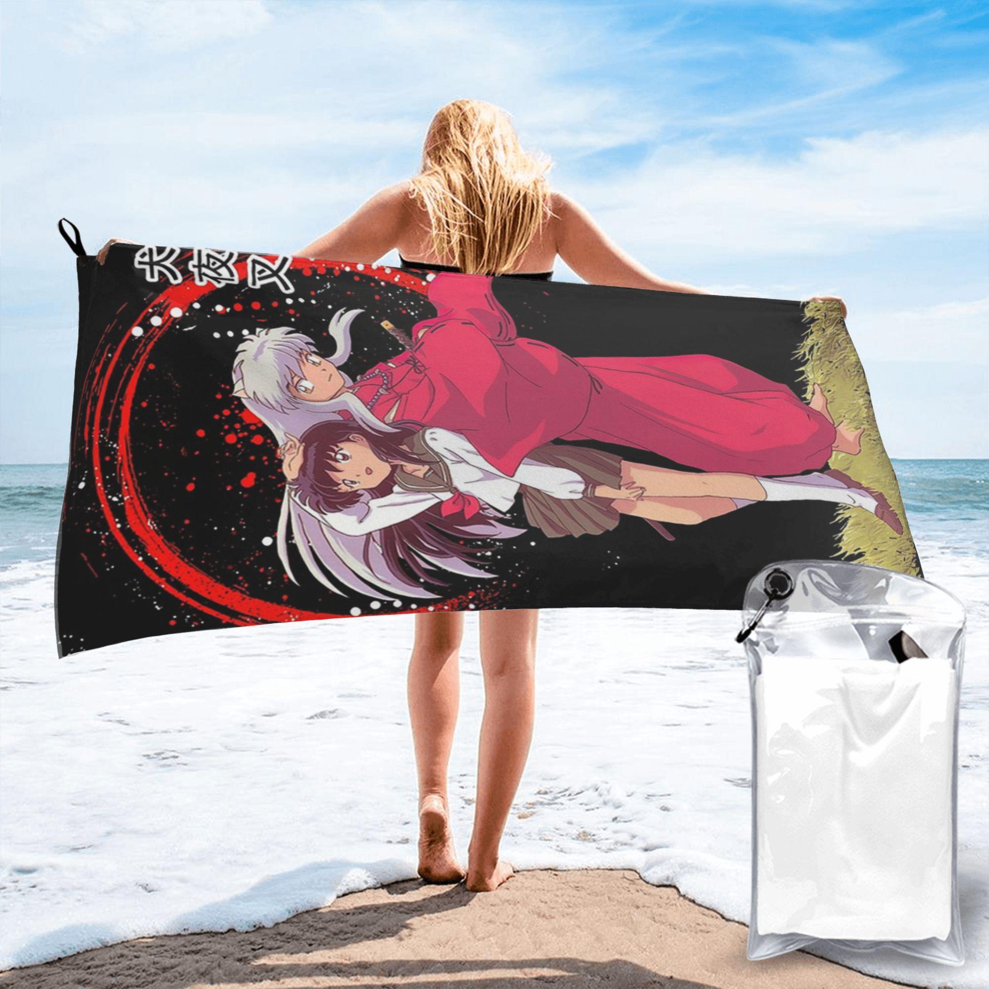 

Anime Inuyasha Kagome Higurashi Beach Towel Soft Microfiber Quick Dry Absorbent Quick Towels For Swimming W40*H60(CM)
