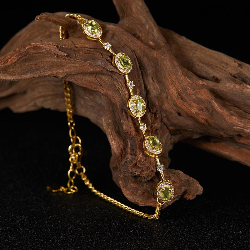 Jewelry S925 Sterling Silver Natural Garnet Apatite Amethyst Bracelet Women'S Bracelet