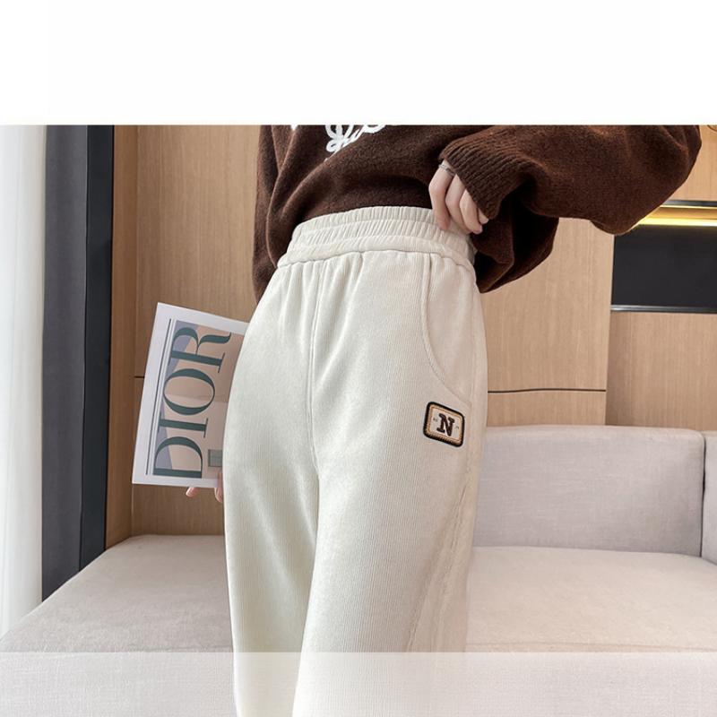 Bílé kalhoty se širokými nohavicemi pro ženy, podzimní a zimní novinka s vysokým pasem, splývavé, špičkové, ležérní, rovné, úzké vlněné banánové kalhoty