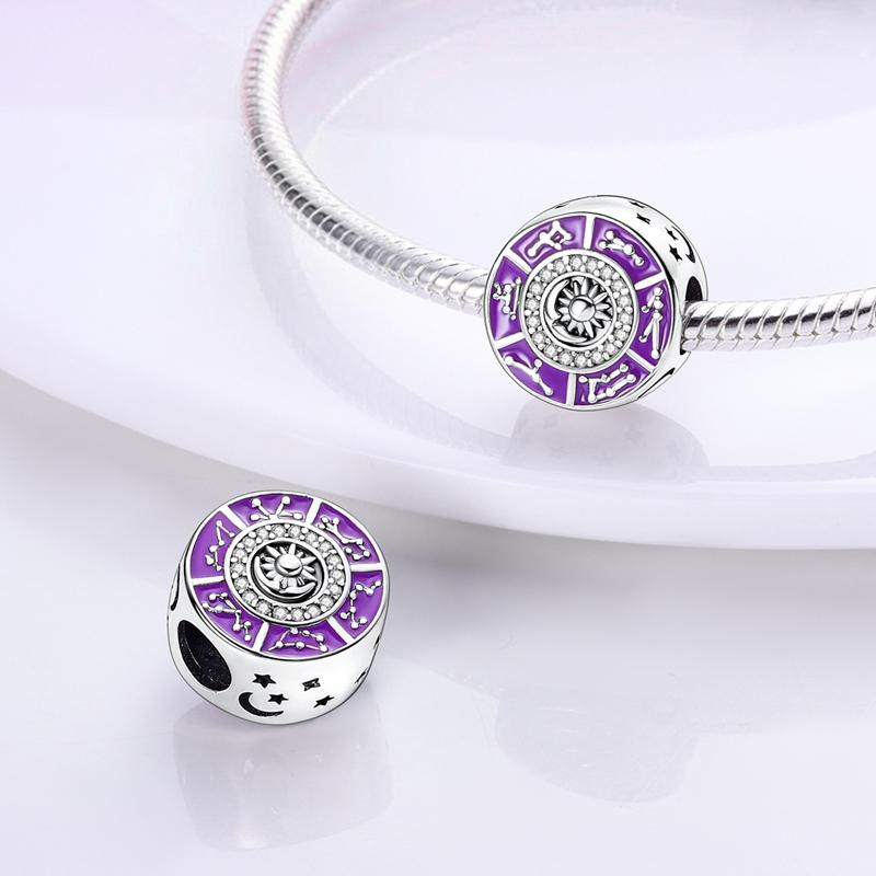 Original 925 Sterling Silver Charms Bead Birthday Month Heart Birthstone Angel Pendant Fit Original Bracelet For Women DIY Gift