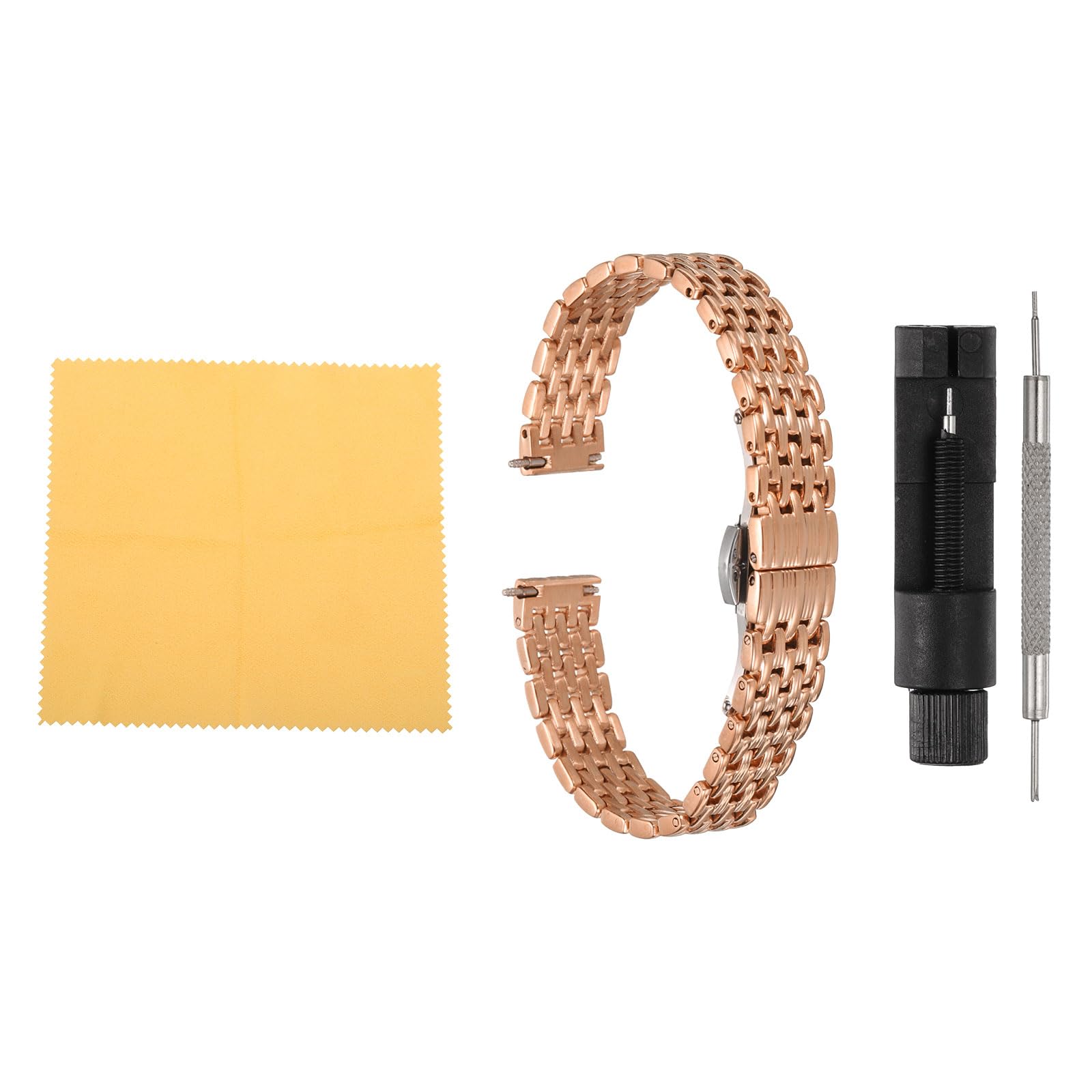 

[uxcell] Stainless Steel Mesh Watch Band 12mm Quick Release Metal Watch Strap Adjustable Folding Butterfly Tuck Replacement Band for Men and Women