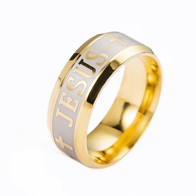 Men's European & American Retro JESUS Cross Titanium Steel Ring - Popular Fashion Jewelry
