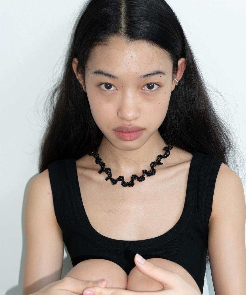 Ourpierre Twist Bead Necklace Black