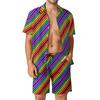 Conjuntos de Camisetas Arcoíris Impresión 3D para Hombre Moda Casual Manga Corta Camisas Pantalones Cortos Oversize Ropa de Calle Hawaiana Trajes Ropa
