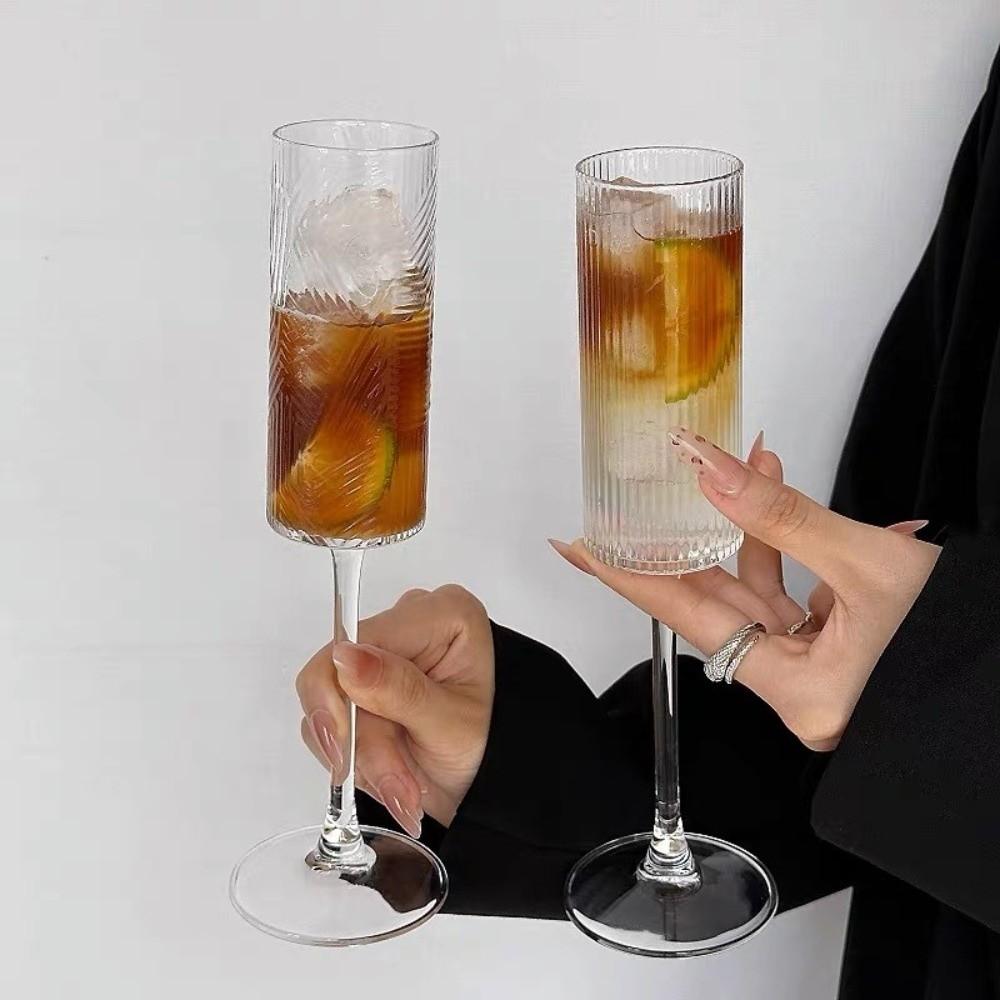 Striped Wine Cup Transparent Champagne Cup Drinkware Drink Cup Drink