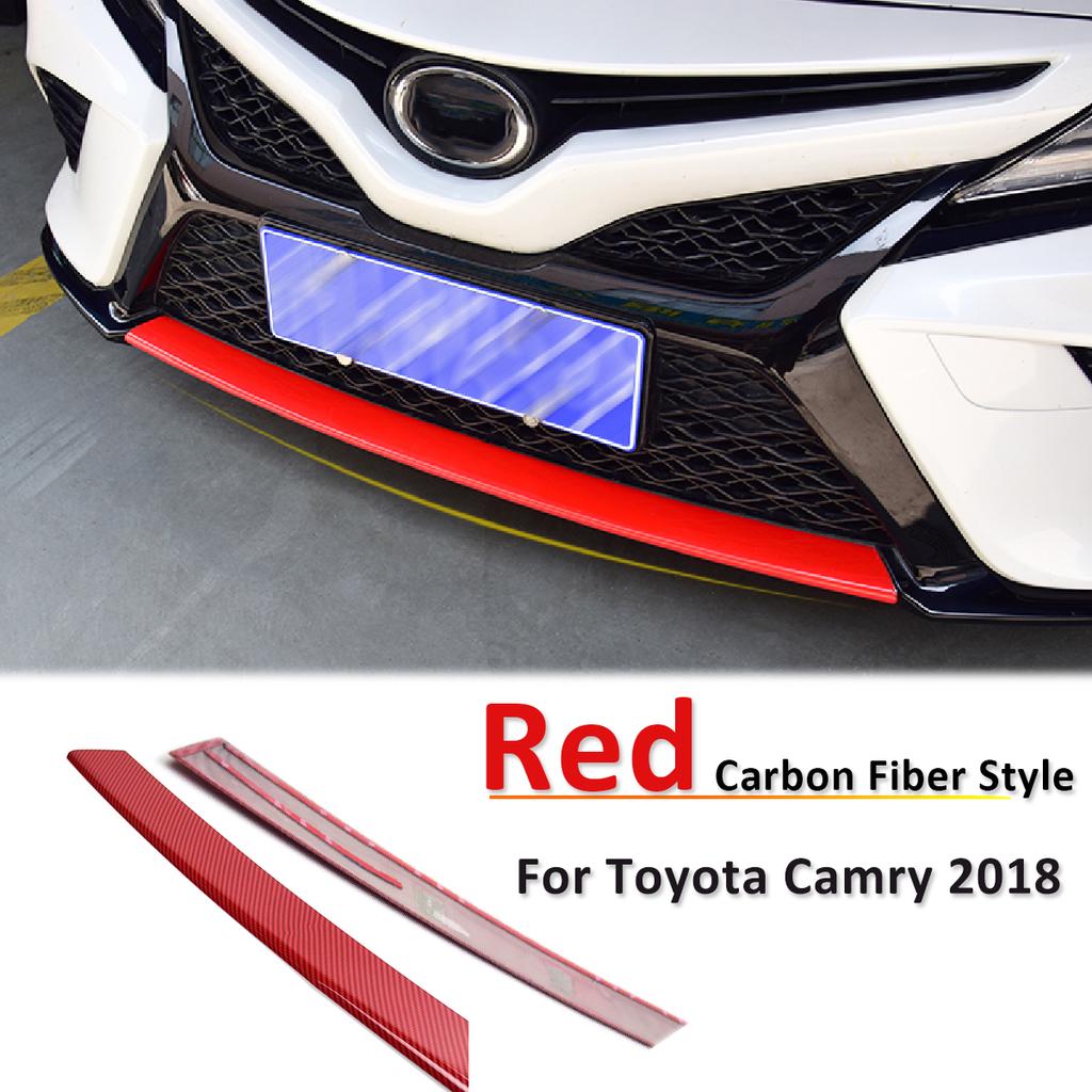 For 2018 2019 Toyota Camry Red Carbon Fiber Style Front Bumper Protector Cover