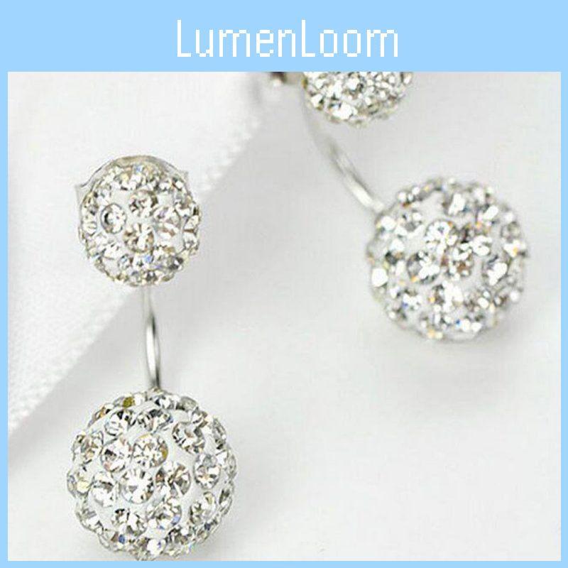 Elegant Double Ball Alloy Crystal Rhinestone Earrings For A Timeless Look