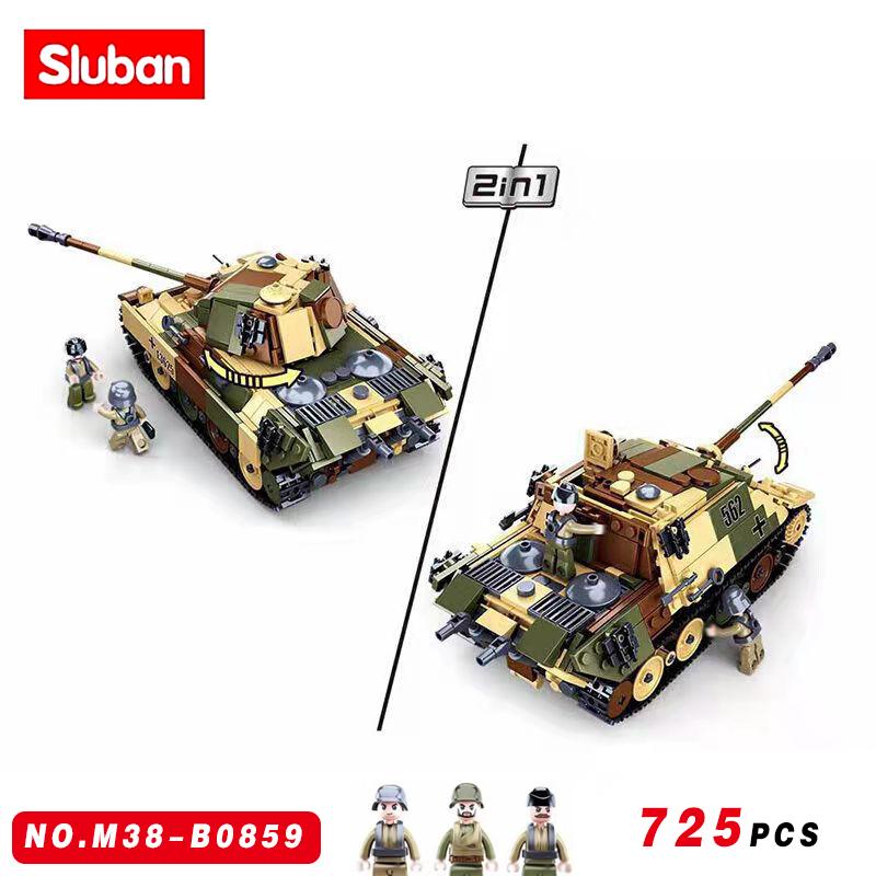 Druhá světová válka 2 Vojenská stavebnice Přistání v Normandii UK US Německá armáda Stavebnice Kostky Hračky WW2 Stavebnice Vozidla Tanky Pershing Panther