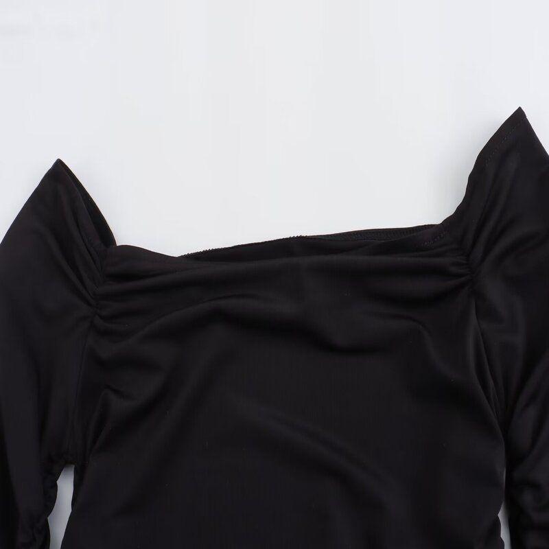 Fashion Style 2024 Summer New Women's Clothing Silm Easiest for Match Translucent Short T-shirt 0347301 800