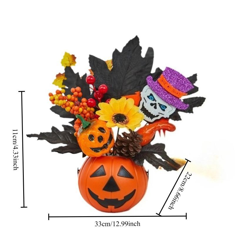 

Halloween Simulation Pumpkin Decoration Party Maple Leaf Pumpkin Pinecone Desktop Ghost Festival Decoration