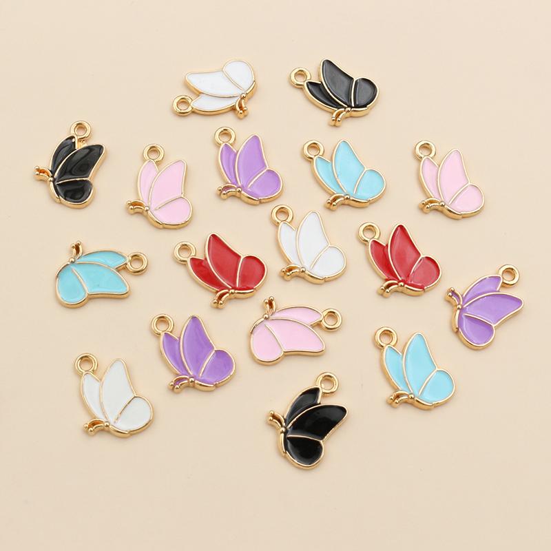 50Pcs 11x13mm Small Alloy Butterfly Charms Pendants Multi Colors For DIY Bracelet Necklaces Jewelry Making Accessories