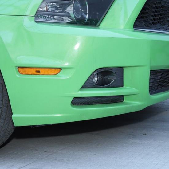 Car Carbon Fiber Front Fog Light Lamp Cover Trim Bezels For Ford Mustang 2010-14