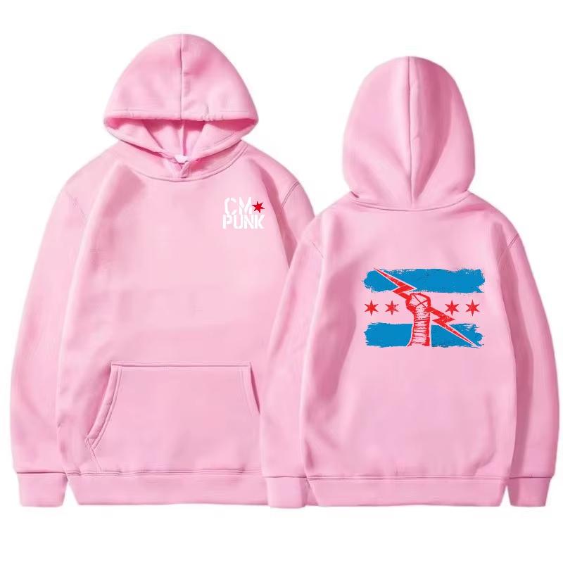 Sonbahar ve Kış Yeni Ünlü Güreşçi CM Punk'a Geri Dönüyor Erkek Düz Kapşonlu Moda Baskı Sokak Sporları Rahat Üst Kazak