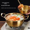 Goldener koreanischer Ramen-Topf aus Edelstahl mit Deckel – Doppelte Ösen, verdickt, ideal für Nudeln, Suppe oder kleine Eintöpfe.