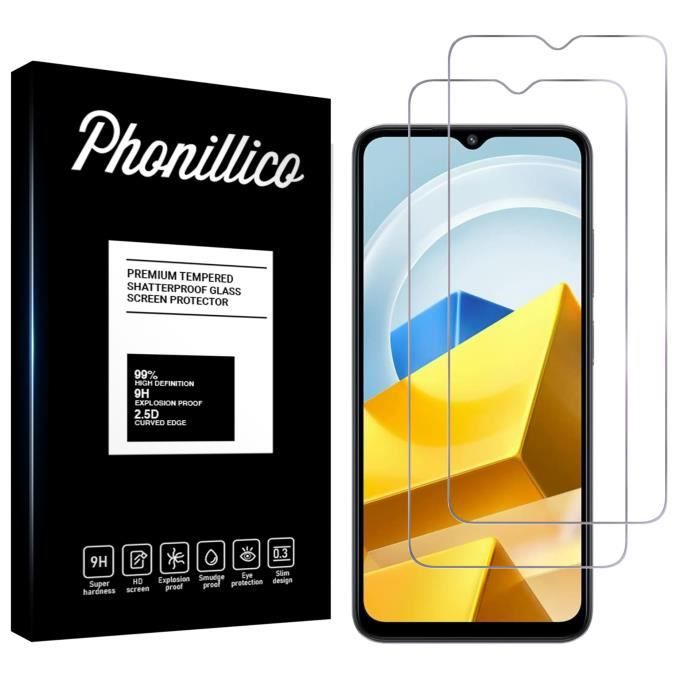 Film de protection - Phonillico® - Xiaomi Poco M5 4G - Pack de 2 - Verre trempé - Résistant aux rayures