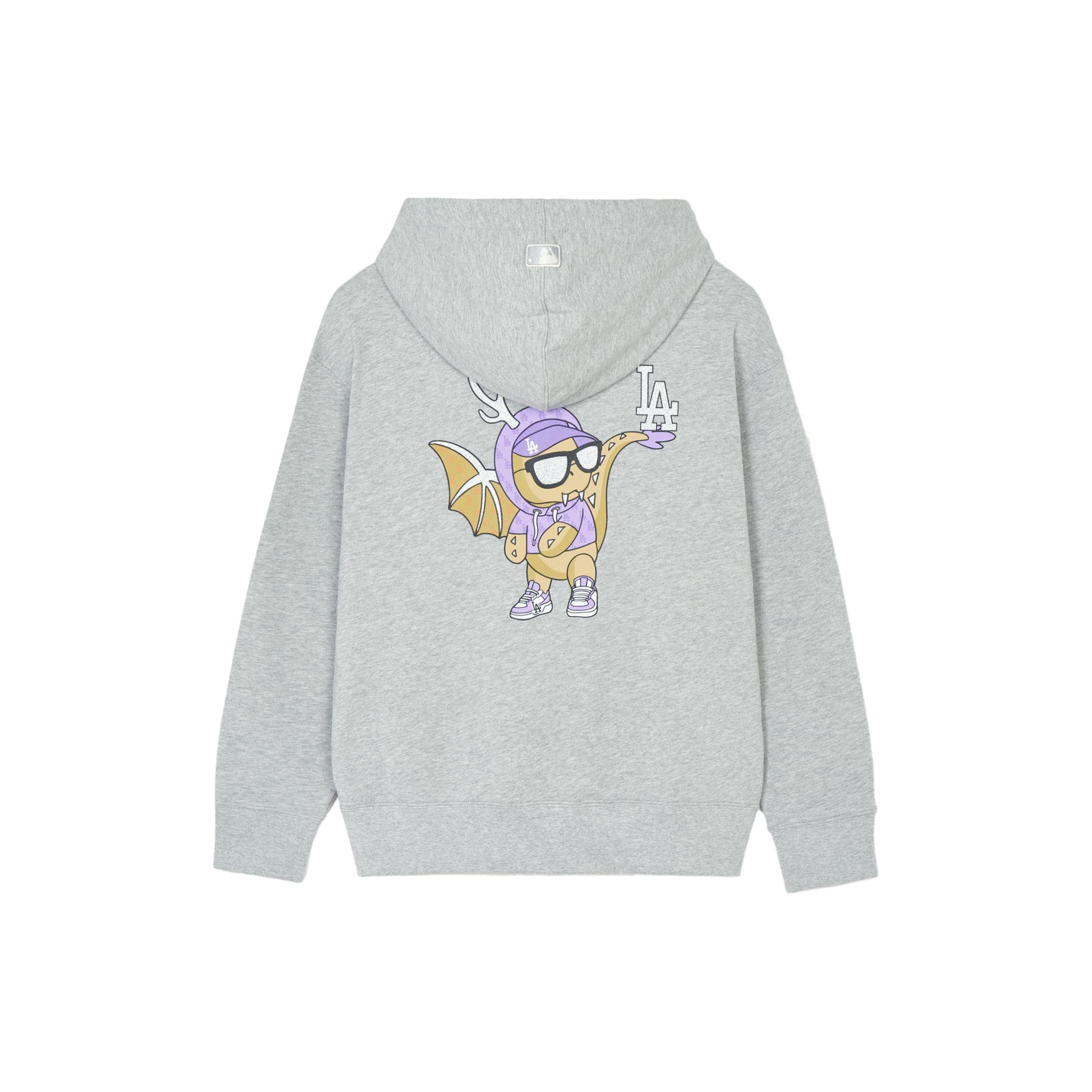 MLB Jahr des Drachen Limited Edition SS24 Los Angeles Dodgers Cartoon Drachenprint Hoodie Unisex Hoodie Grau 3AHDQ0141-07MGS S