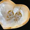 Leaf and Grape Pearl Tassel Ear Hook Grape Cluster Tassels Vintage Dangle Earrings  Daily