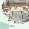 Seating Set for Children 3-8 Years, 1 Table & 2 Chairs, Cute Animal Motif, Green
