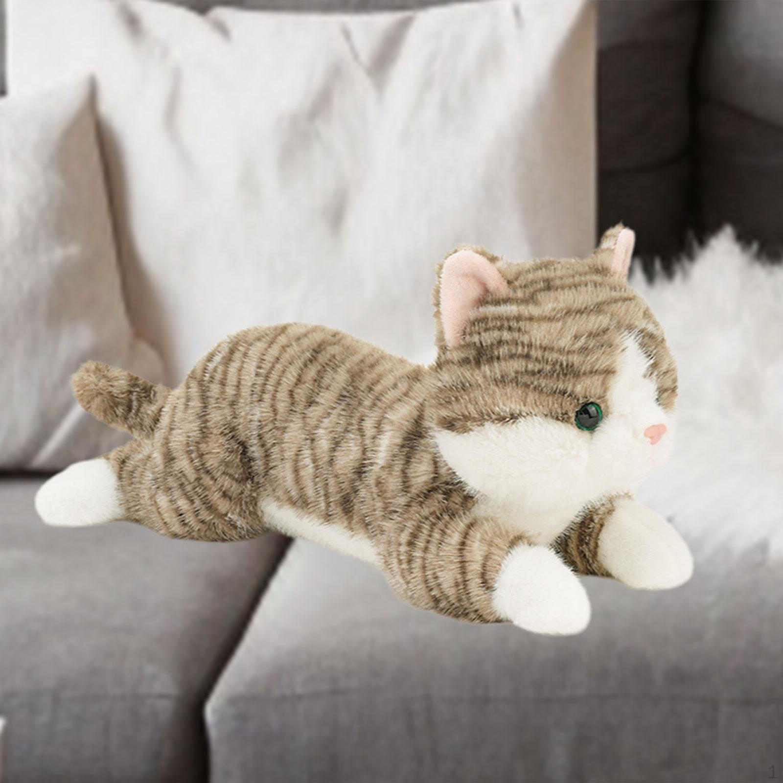 

Мягкая игрушка в виде кошки, милая плюшевая игрушка, реалистичная, обнимающаяся, как живая кукла, котенок для серый