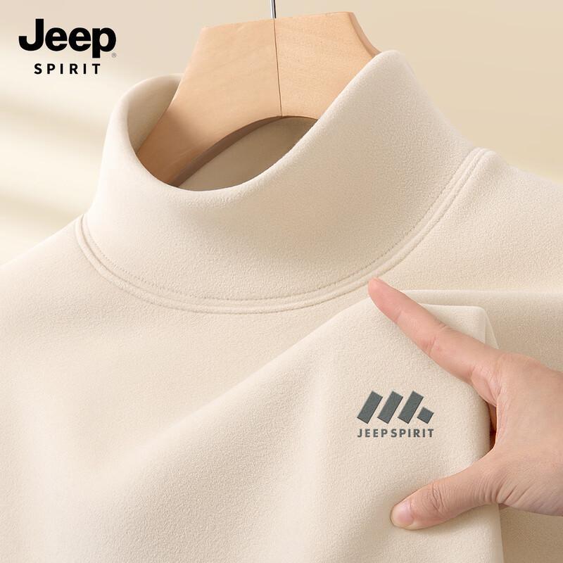 JEEP SPIRIT Men's Half-Turtleneck De Velvet Long-Sleeve Thermal T-Shirt