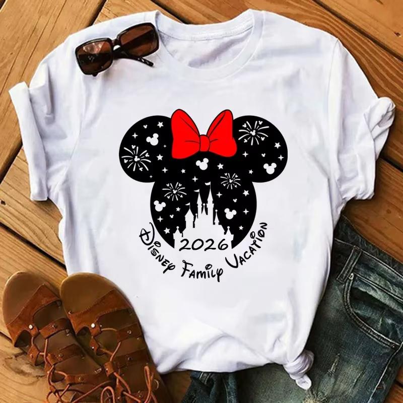 Disney Cartoon 2026 Trip Graphic Printed T-shirt Summer Female Casual Short Sleeve Tops Tees Fashion Clothing Harajuku T Shirt