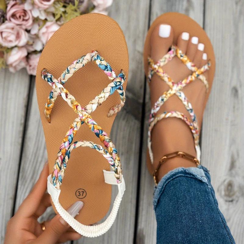 Modische Leichte Große Strand Sandalen für Damen Sommer Neu Runde Spitze Bequeme Fischmaul Freizeit Sandalen