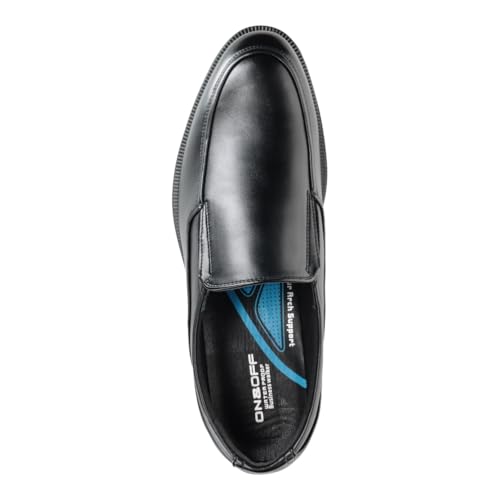 On & Off 762 Men's Waterproof Slip-On Business Shoes, Black, Size 27.5cm, 4E