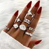 17KM Bohemian Gold Řetízkové prsteny Set pro ženy Módní Boho Coin Snake Moon Rings Party 2021 Trend Jewelry Dárek