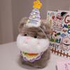 Cute Big Face Cat With Birthday Hat Fruit Cake Snack Bib Decor Kawaii Grey Orange Cats Kittens Plushie For Kids Birthday Gift