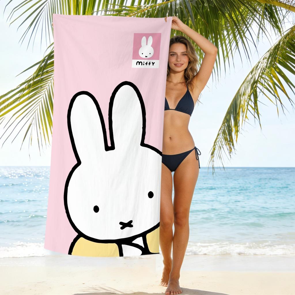 New Cute Rabbit Printed Microfiber Beach Towel Quick Dry Soft Bath Towel For Kids