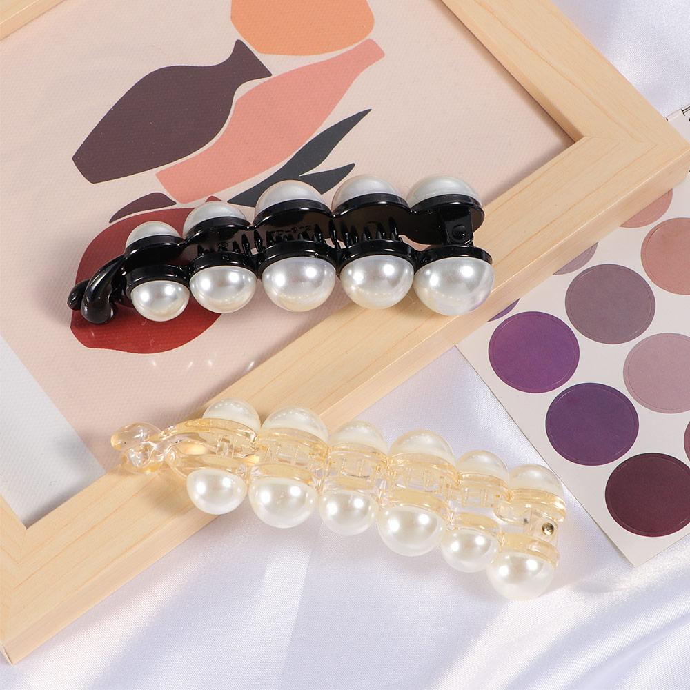 Modische Geometrische Haarspangen Damen Mädchen Haarklammern Bananen-Haarspangen Haarkrabben Perlen-Barrettes