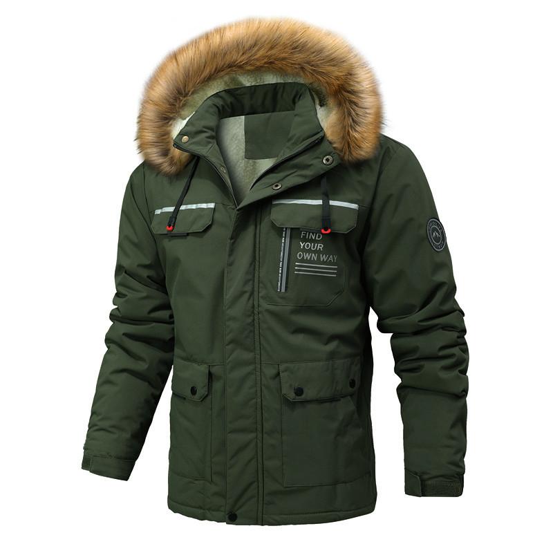Spring and Autumn Leisure Plush Waterproof Medium To Long Men's Hooded Windbreaker Coat