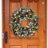 Christmas Wreath with Light Frosted Artificial Wreath with Berries And Pine Cones for Front Door Window Wall Indoor Outdoor Holiday Decoration