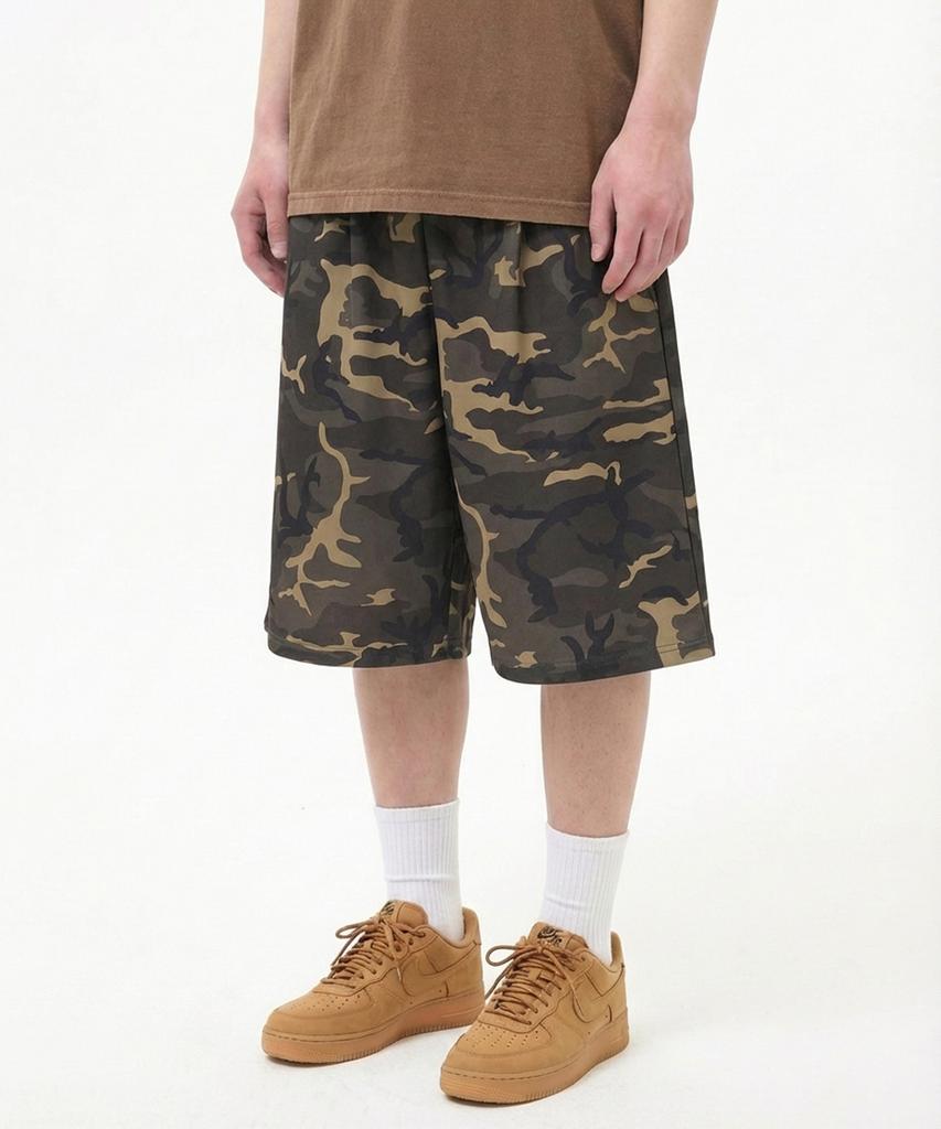 URBANAGE Bermuda Camo Wide Sweatshirt Shorts_Khaki