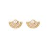 Natural Shell Earrings Women'S Retro Pearls Medieval Vintage Stud Earrings Semi-Round Exaggerated Personality High-End Earrings