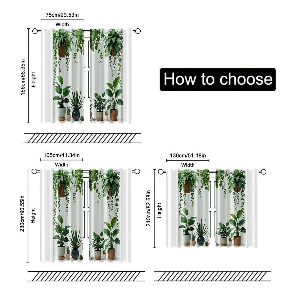 2 pcs, filtering curtains (excluding rods, non-movable, without batteries) Bohemian style greenerybackgroundsuitable for use in