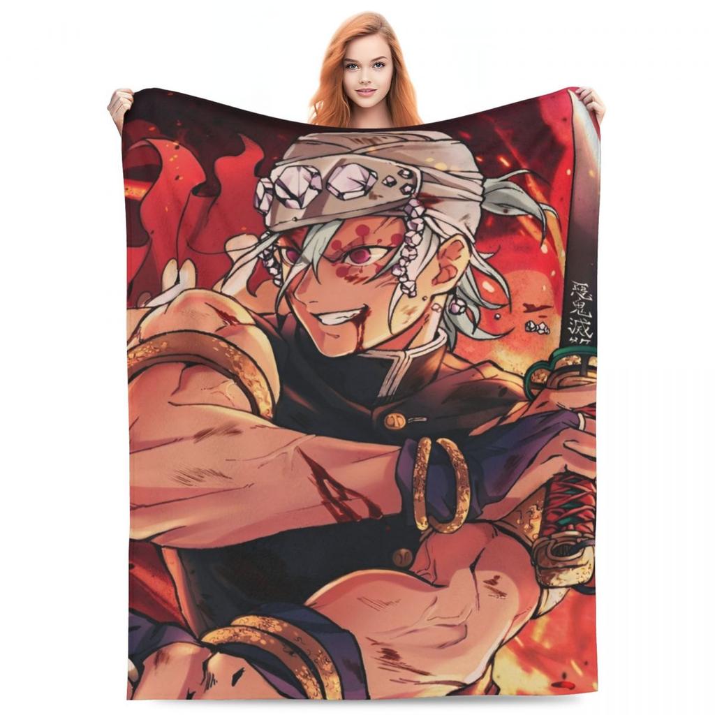 Zvukový pilíř Tengen Uzui Flanelová deka Anime Demon Slayer Vlastní přehoz na postel pohovku gauč 150*125cm Přikrývka