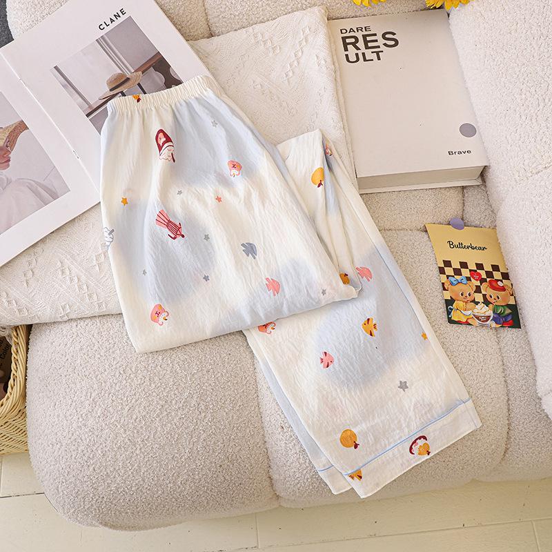 2025 Spring/Autumn Cute Cloud Cotton Pajama Set for Girls - Long Sleeve & Pants, Wearable Outdoors
