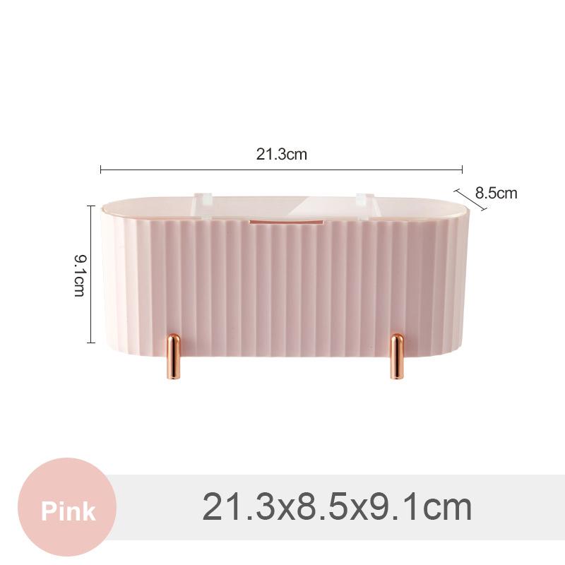 

Пыленепроницаемый органайзер для макияжа, настольный ящик для хранения косметики, ватные диски, тампоны, держатель для яиц, органайзер для ювелирных изделий в ванной комнате розовый