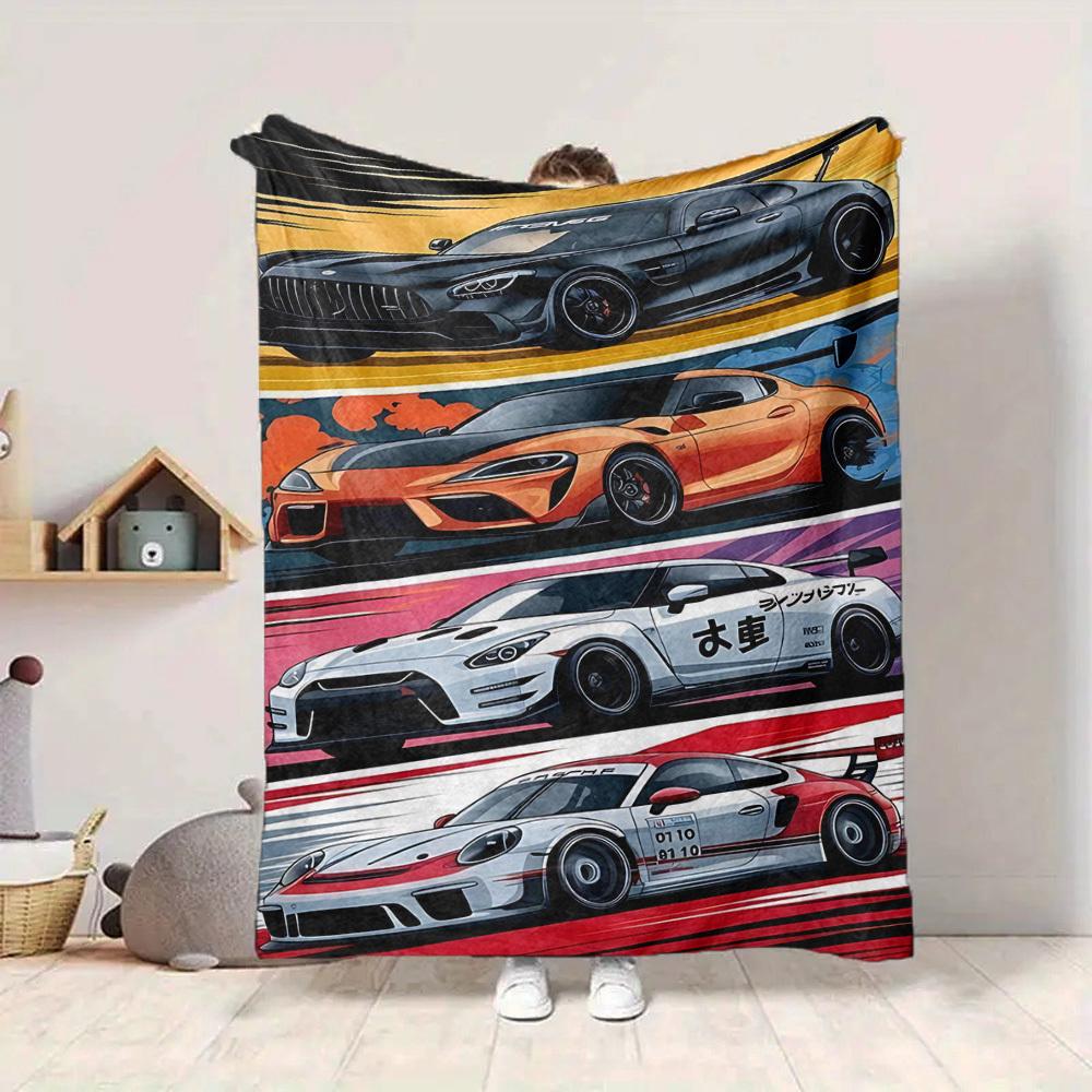 1PC Racing Cars Blanket, Throw For Sofa, Bed, Travel, Camping, Livingroom,