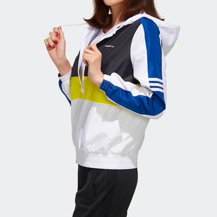 Adidas Neo Casual Sports Hooded Jacket Women Outerwear White Lemon-Yellow FK9955