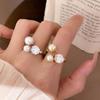 Luxury French Retro Pearl Diamond Zirconium Open Ring - Elegant High-End Index Finger Jewelry for Women