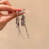 Super Flash Zircon Wheat Ear Fringed Earrings French Elegant Stud Earrings Light Luxury Temperament Earrings Women