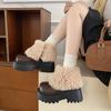 Vintage Style Brown Black Retro Platform Snow Boots for Women 2025 New Winter Plush Lined Chunky Heel Leather Botas Women's Shoe